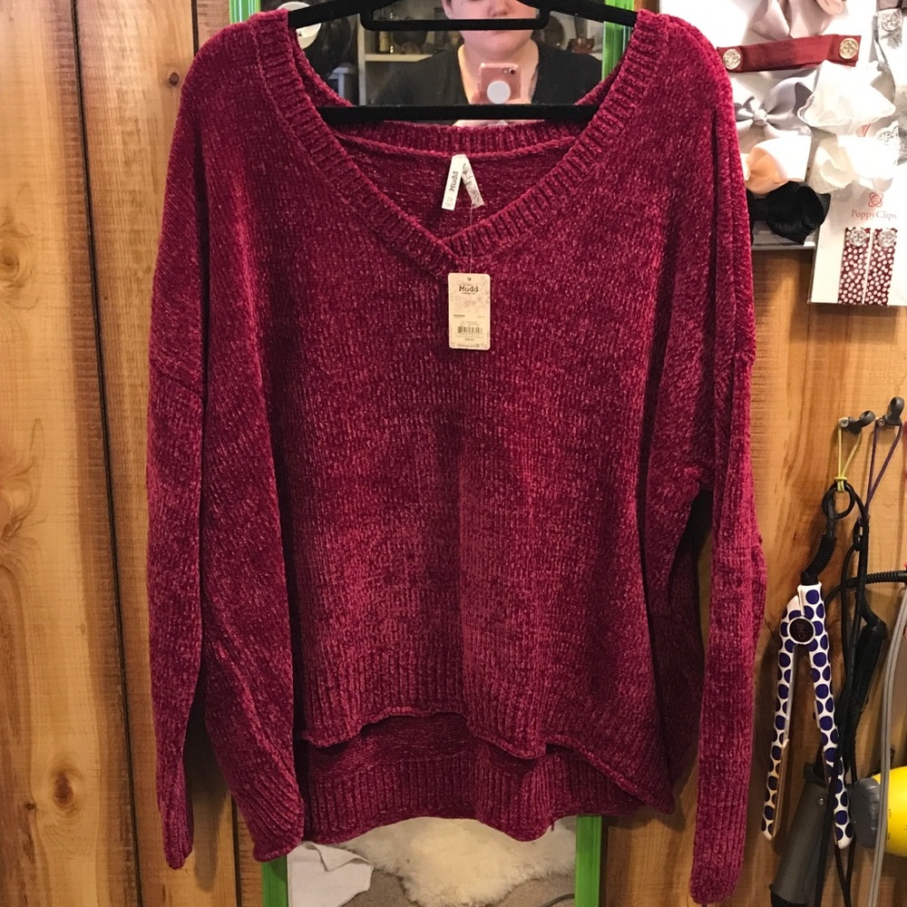 Chenille magenta sweater
